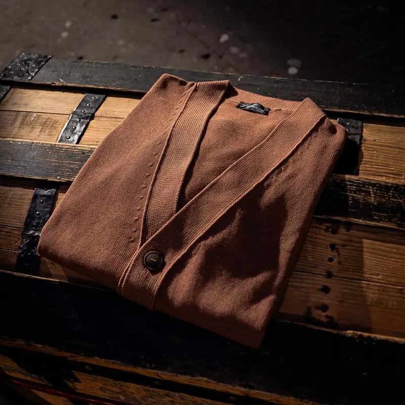 Cardigan tabac col en V