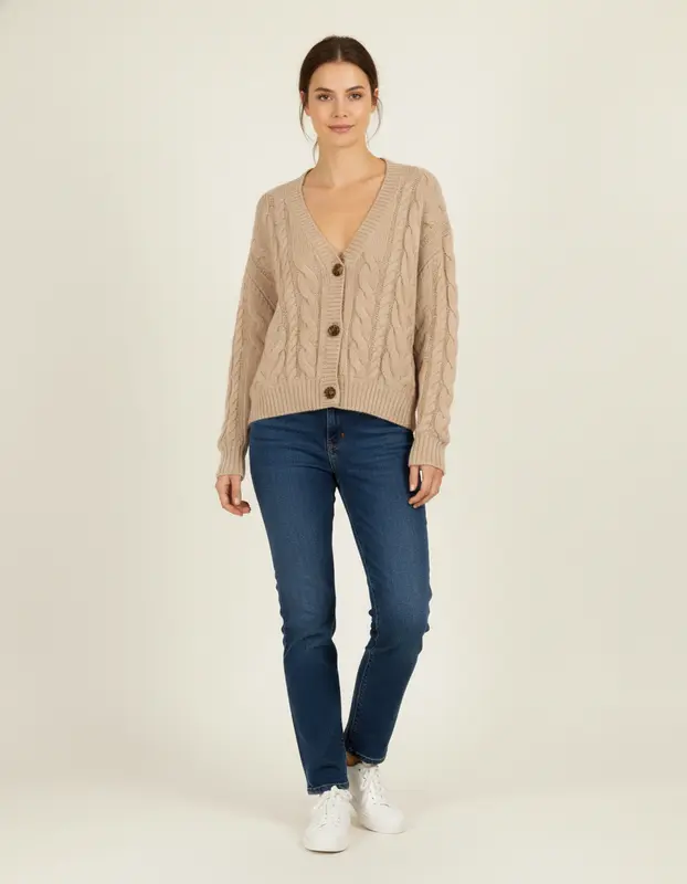 Cardigan torsadé beige - Taille S/36