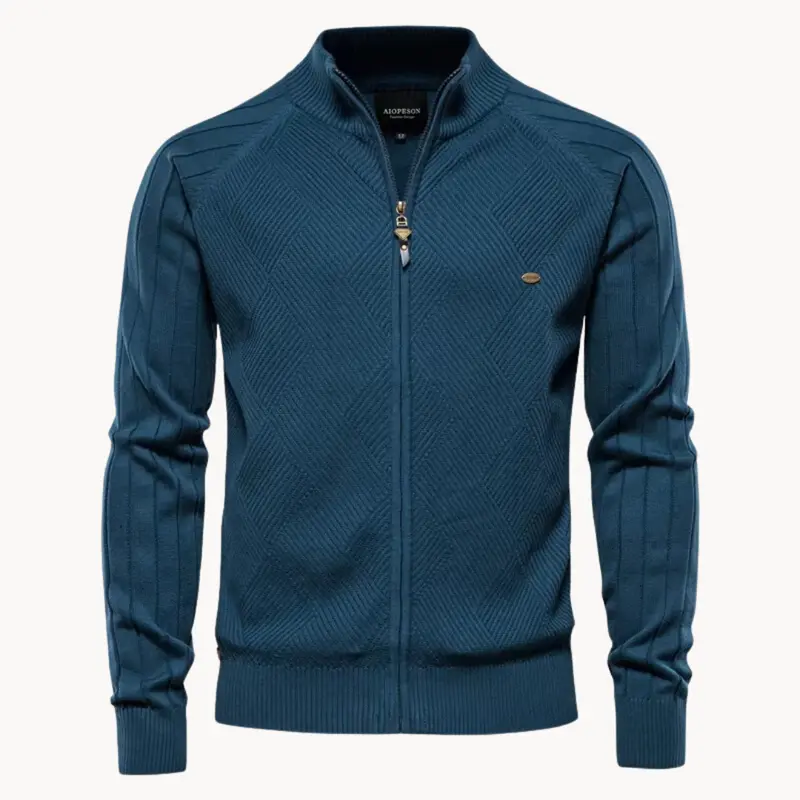 Cardigan zippé en maille fine, col montant élégant