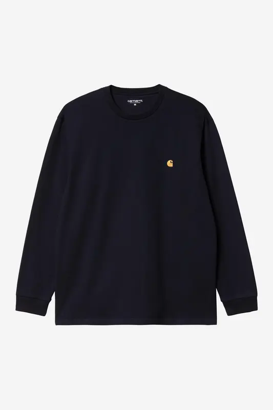 Carhartt Wip CHASE L/S TEE Dark Navy / Gold