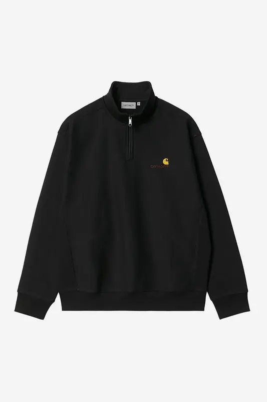 Carhartt Wip HALF ZIP AMERICAN SCRIPT SWEAT Black
