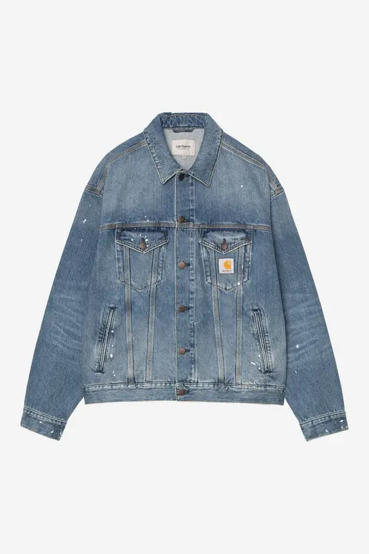 Carhartt Wip HELSTON JACKET Blue destroy wash splatter
