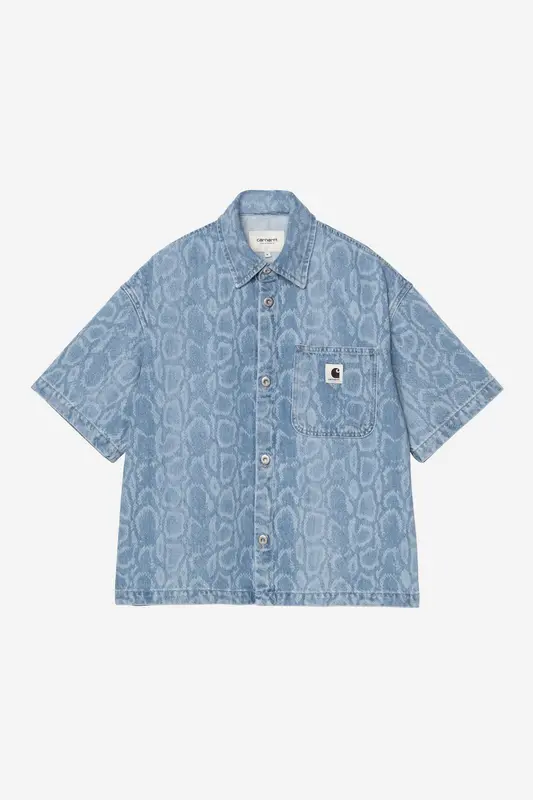 Carhartt Wip W SNAKE LOVILLA SHIRT Snake Camo Blue bleached