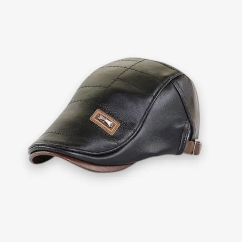 Casquette plate rétro style béret en cuir