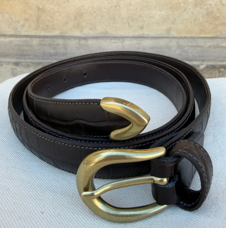 Ceinture marron foncé impression crocodile