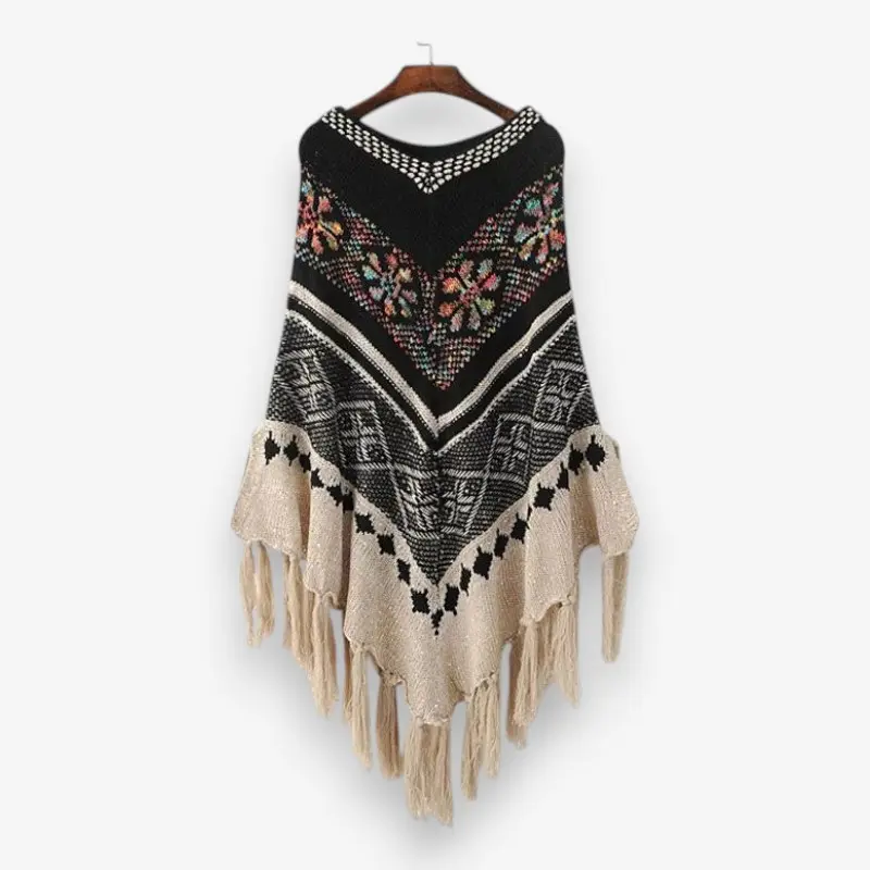 Châle femme ample col V imprimé floral