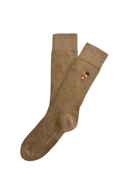 Chaussettes brodées en coton - Champignon