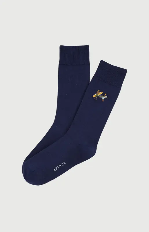 Chaussettes brodées en coton - Surf