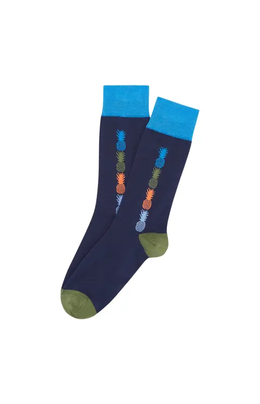 Chaussettes en coton - Ananas Marine
