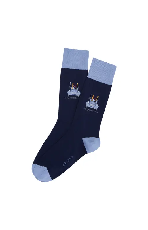 Chaussettes en coton - Ski You Later Marine