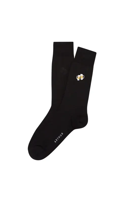 Chaussettes en fil d'écosse brodées - Bière