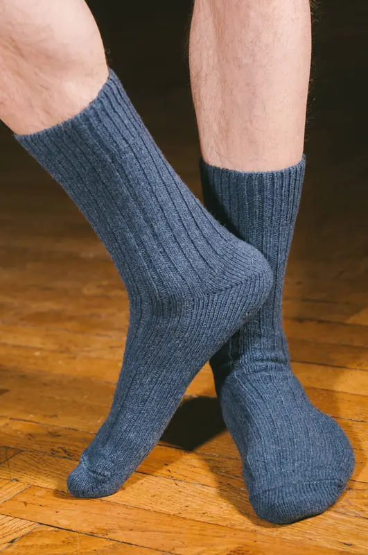 Chaussettes épaisses laine mérinos - maille côtelée