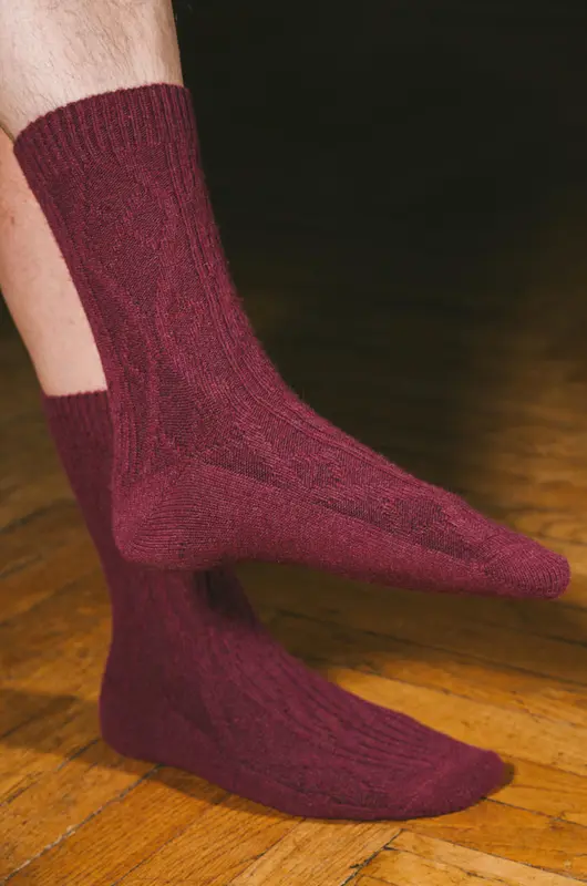 Chaussettes épaisses laine mérinos - maille irlandaise