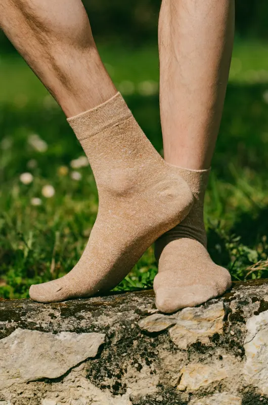 Chaussettes lisses lin & coton
