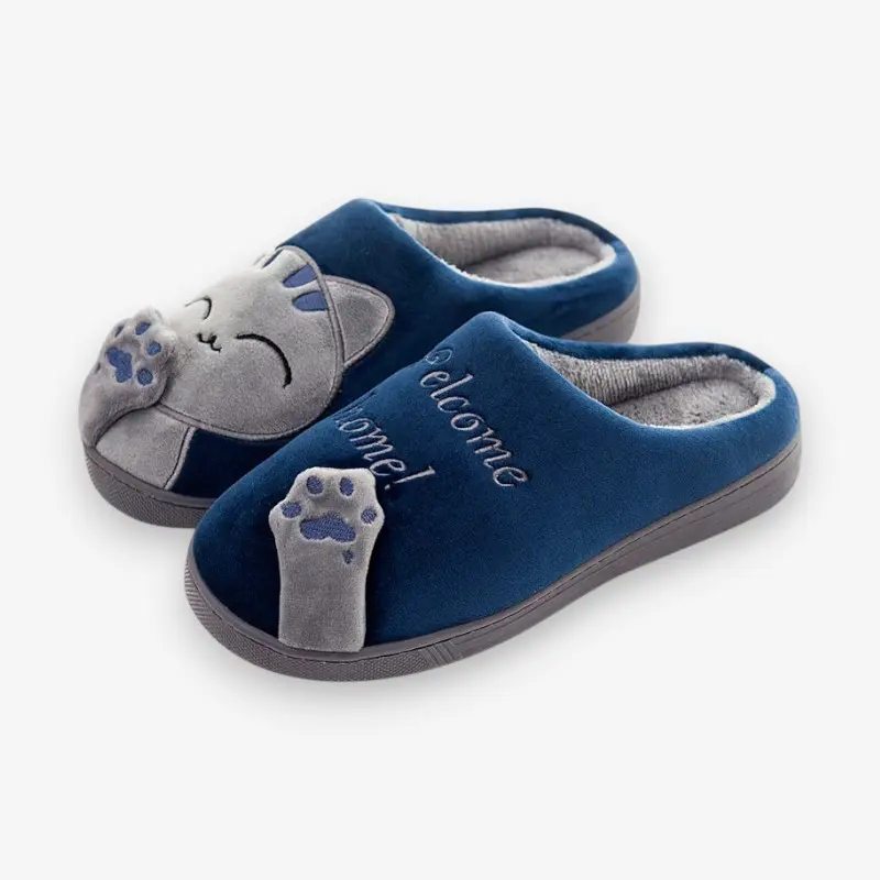 Chaussons à motif chat bout rond