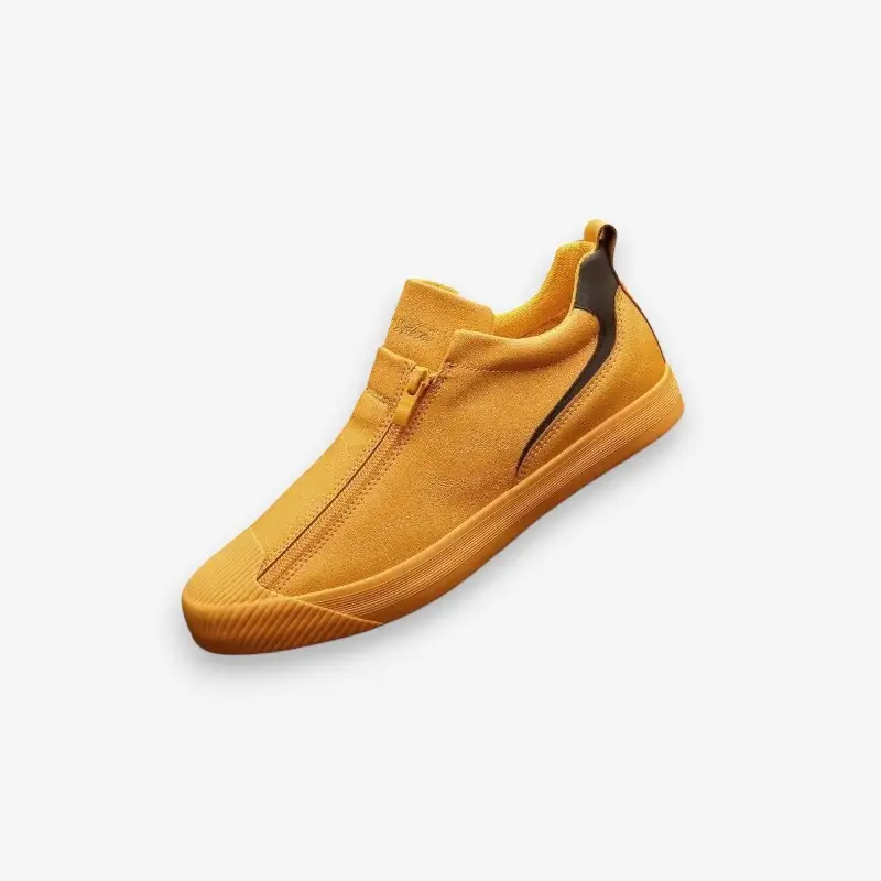 Chaussures bout rond semelle plate avec fermeture éclair latérale