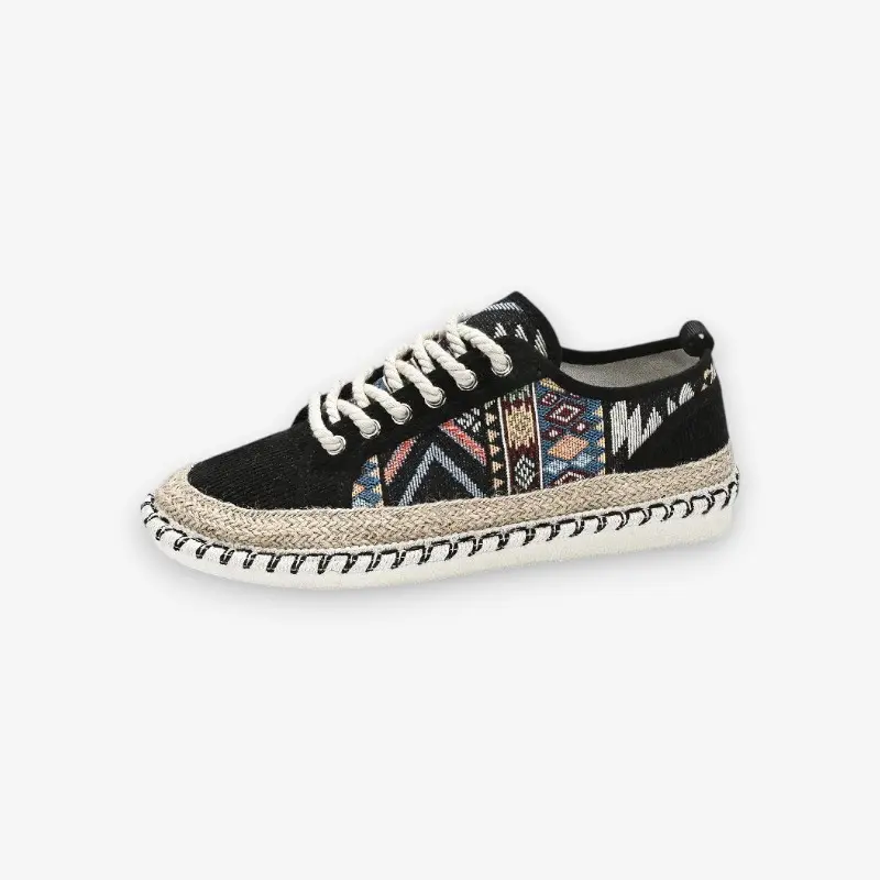 Chaussures imprimées bout rond à lacets semelle plate