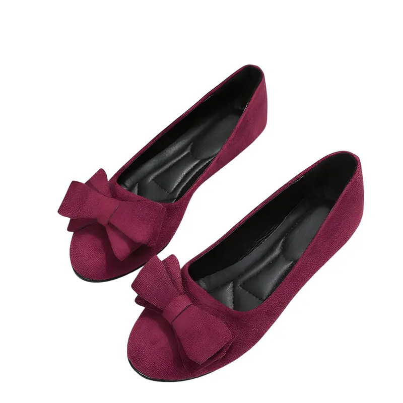 Chaussures Plates à Bout Rond avec Nœud Décoratif