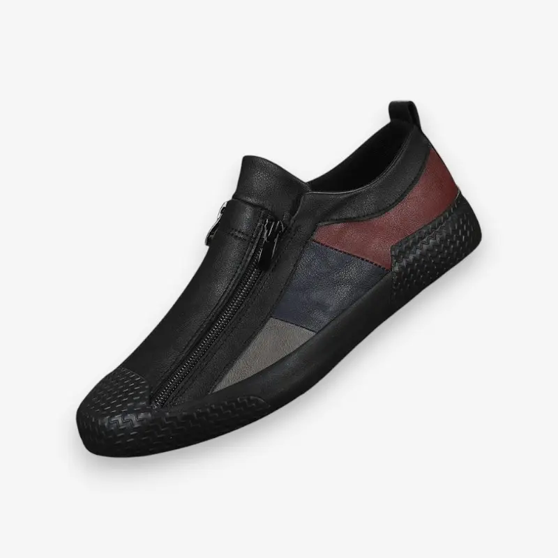 Chaussures plates bout rond avec fermeture éclair latérale