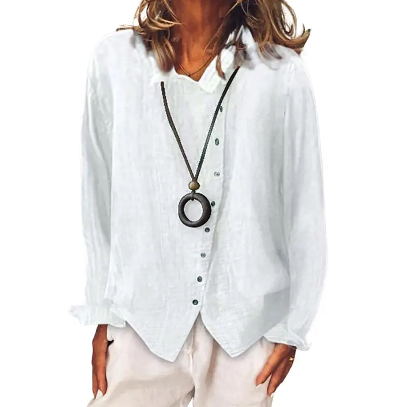 Chemise à Manches Longues Boutonnée à Coupe Ample