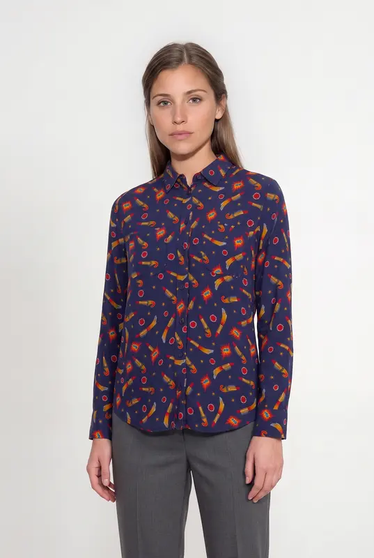 Chemise à motifs violette et jaune - Taille S/36
