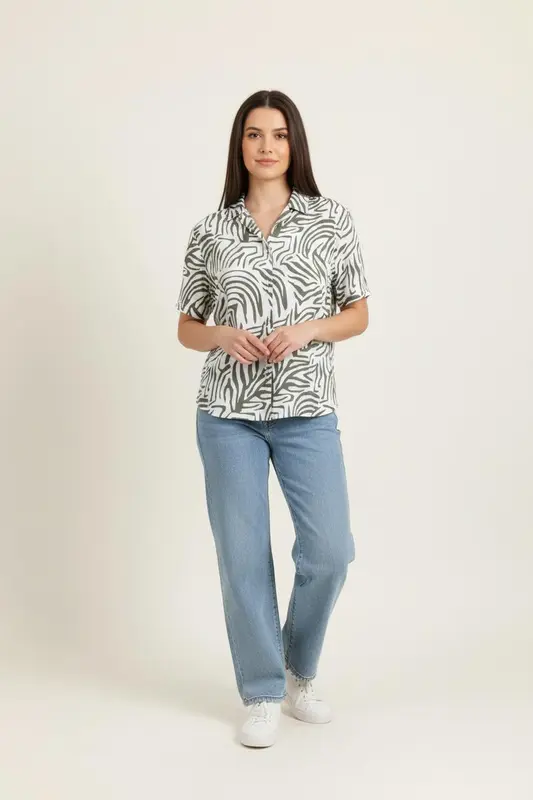 Chemise Blanche et Kaki - Taille S/36