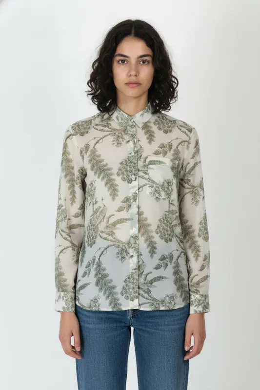 Chemise Blanche et Verte - Taille XS/34