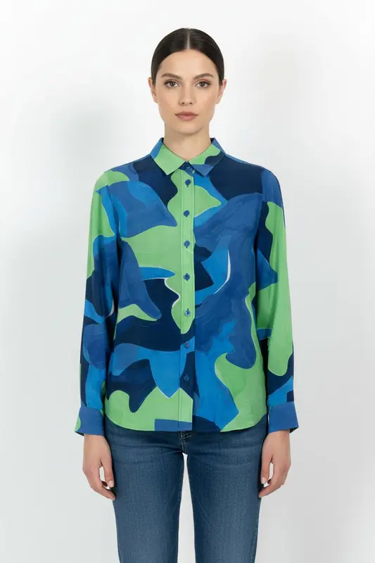Chemise Bleu et Verte - Taille XS/34 - imparfaites