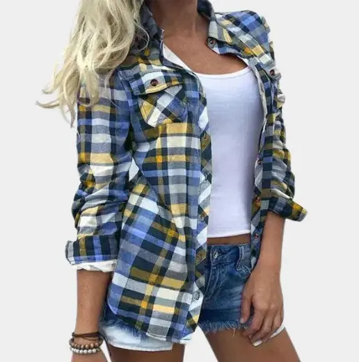 Chemise Boutonnée Classique à Manches Retroussées
