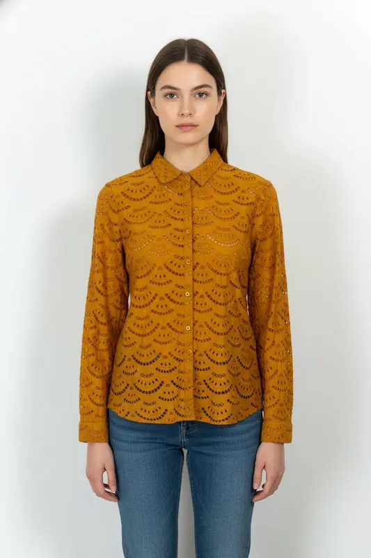 Chemise Brodée Jaune - Taille S/36