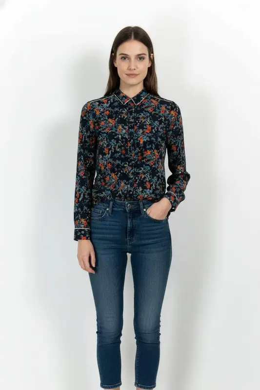 Chemise Fleurie Bleu et Rouge - Taille S/36