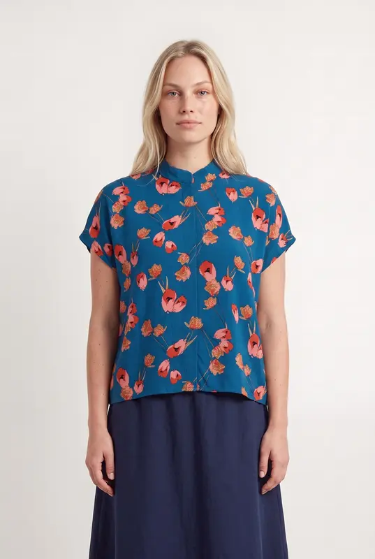 Chemise Fleurie Bleue et Rose - Taille L/40