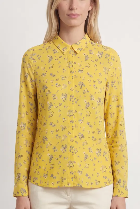 Chemise Fleurie Jaune et Bleu - Taille S/36