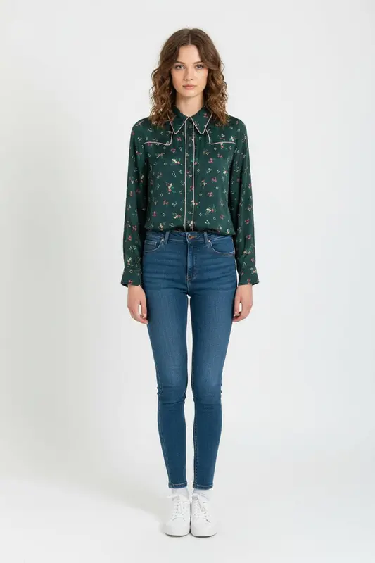 Chemise Fleurie Verte - Taille M/38