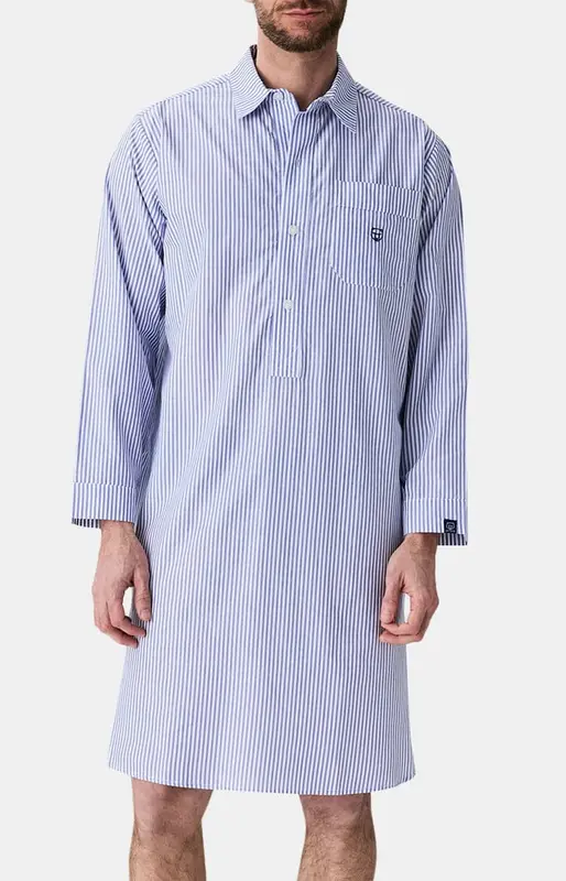 Chemise Grand-Père - Rayure Bleue