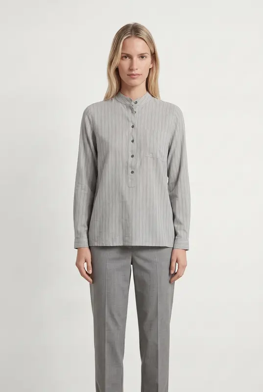 Chemise Grise à Rayures Blanches - Taille M/38