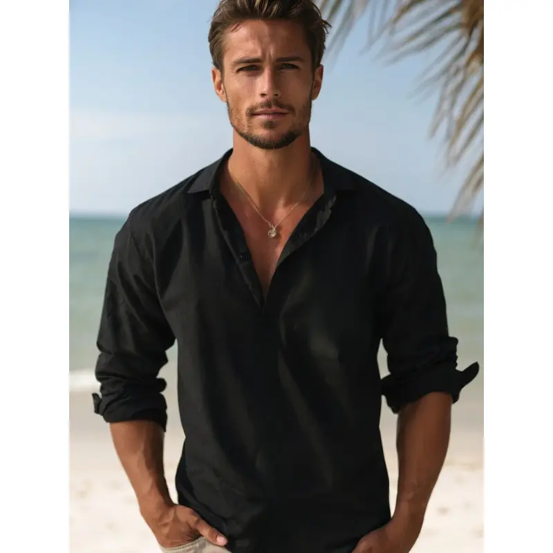 Chemise homme en lin à manches longues, fraîcheur élégante