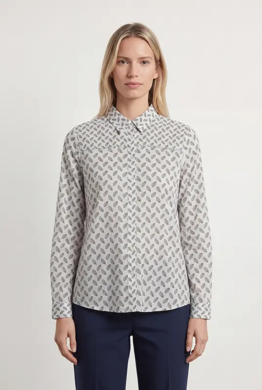 Chemise Imprimée Blanche et Noire - Taille S/36