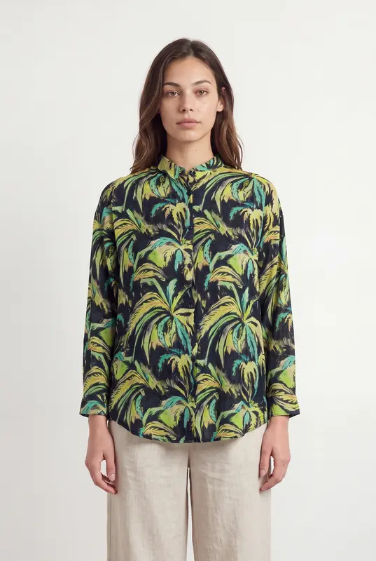 Chemise Imprimée Verte et Jaune - Taille XS/34