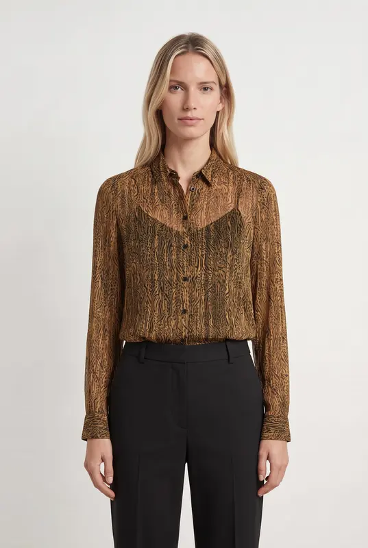 Chemise jaune à motifs - Taille XS/34
