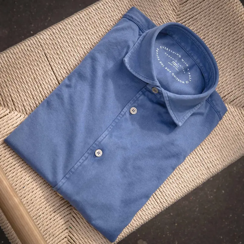 Chemise jersey de coton « giza » bleu jean