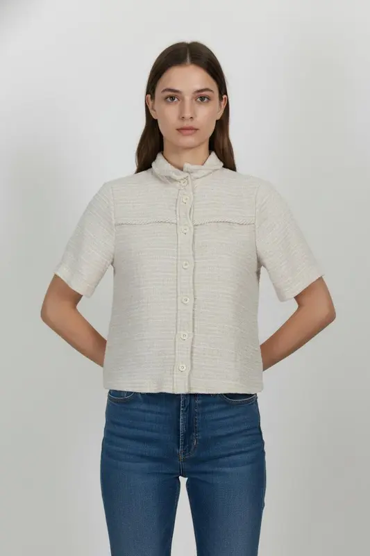 Chemise Manche Courte Beige - Taille XS/34
