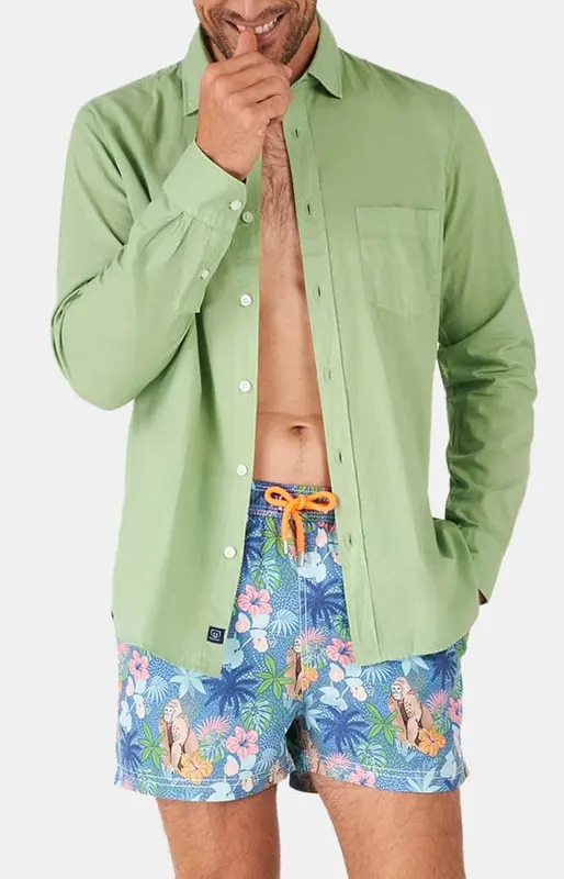Chemise manches longues - Voile de coton Green