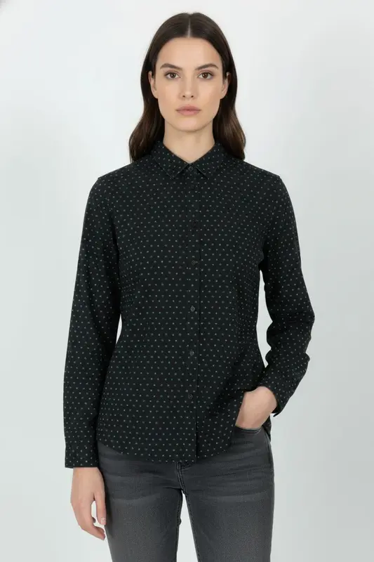 Chemise Noire à Pois Bleus - Taille XL/42