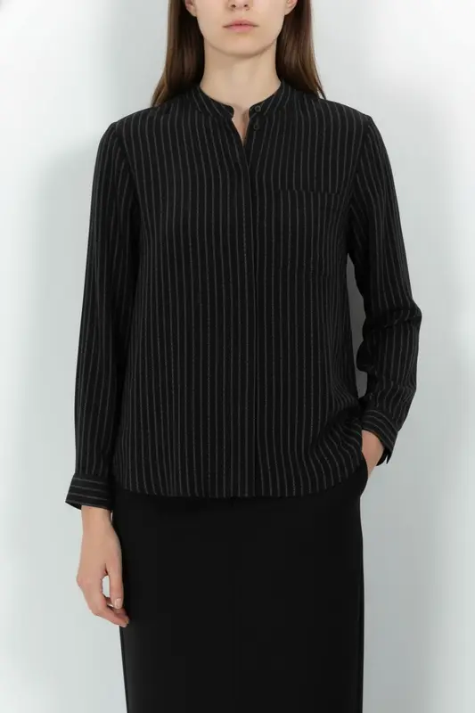 Chemise Noire à Rayures Blanches - Taille XS/34
