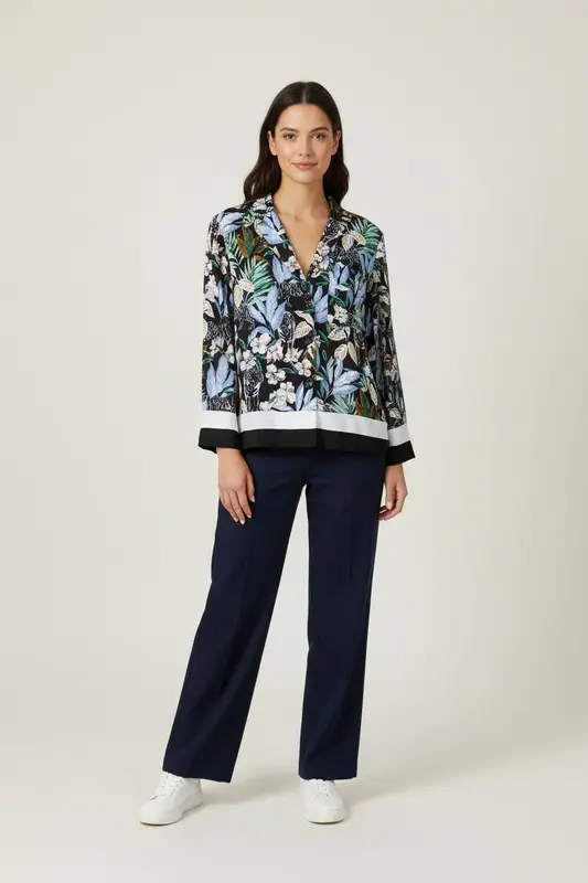 Chemise Noire et Multicolore - Taille S/36