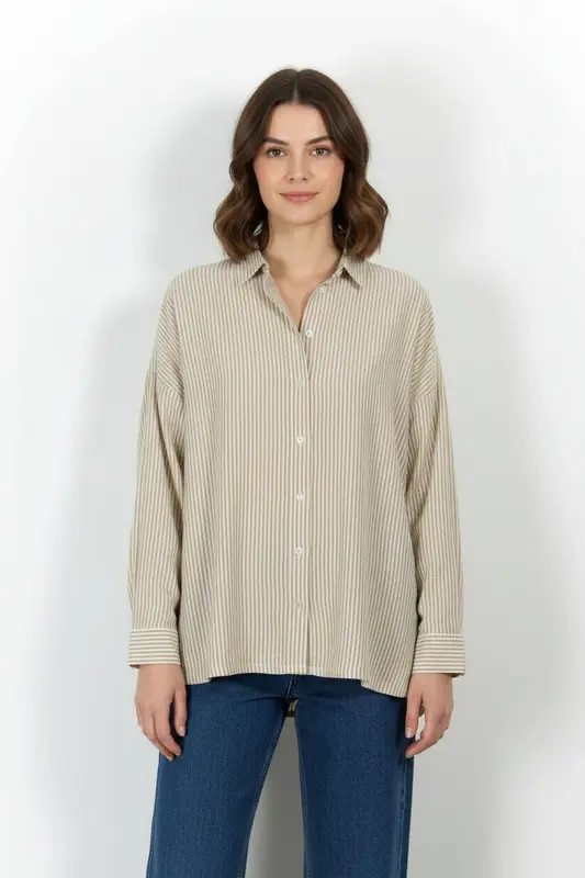 Chemise Rayée Beige et Blanche - Taille S/36