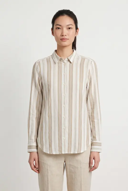 Chemise Rayée Beige et Blanche - Taille XS/34