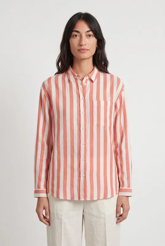 Chemise Rayée Blanche et Orange - Taille S/36