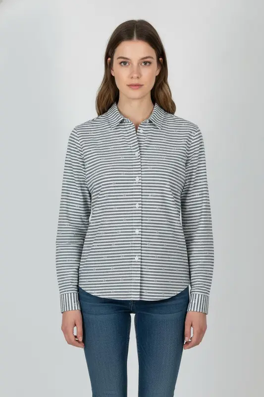 Chemise Rayée Grise et Blanche - Taille XS/34